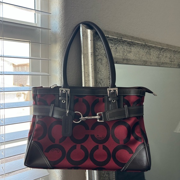 Coach Burgundy and Brown Shoulder Bag - Picture 1 of 7